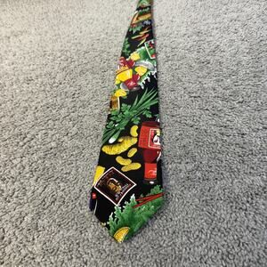 Memory Collection Tie Mens One Size Black Floral Pointed Polyester Microfiber